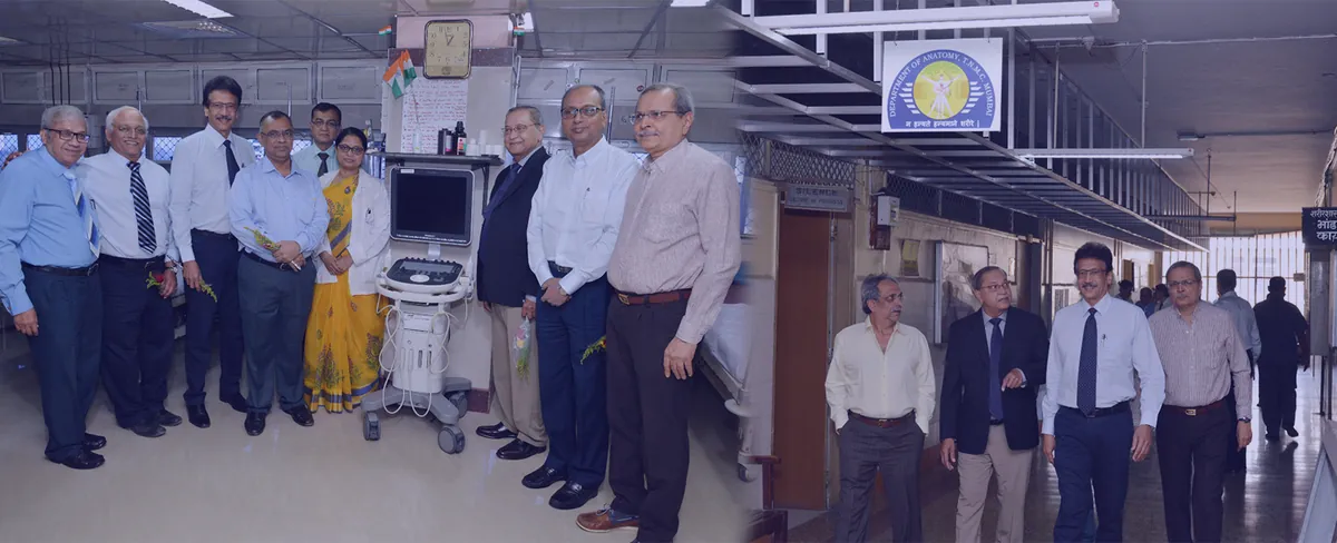 Alumni at an equipment donation